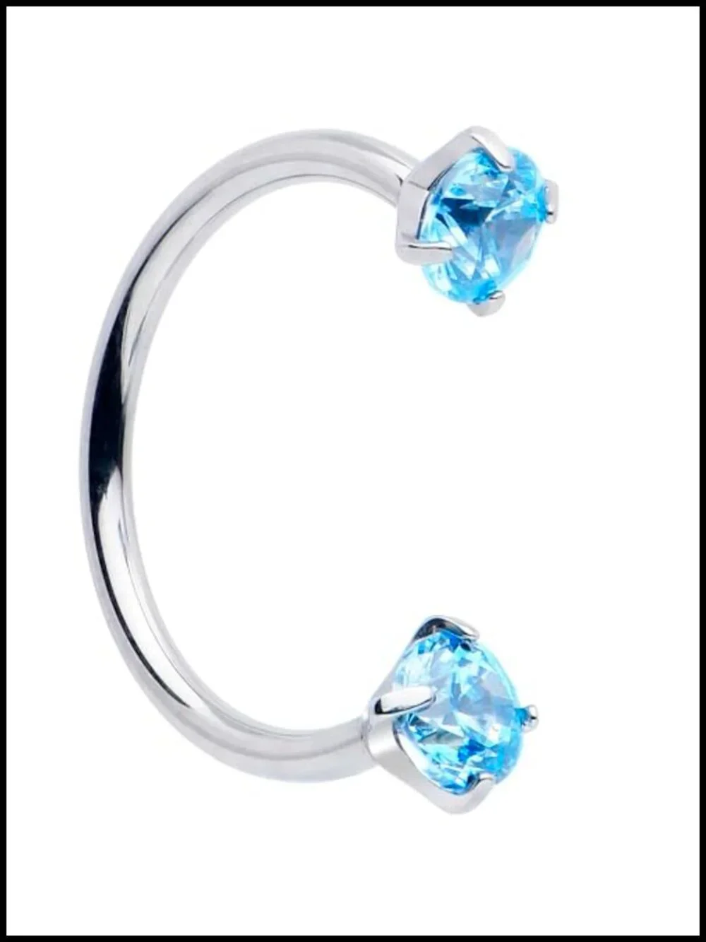 Double Gem Titanium Horseshoe Nose Ring Internally Threaded CZ Piercing